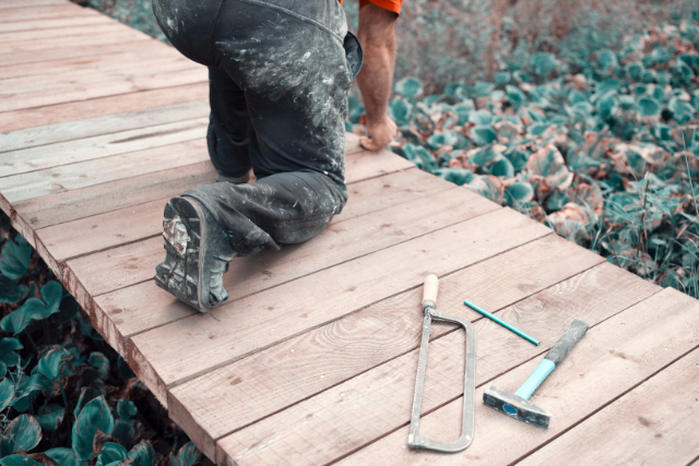 Wooden deck bridge repair